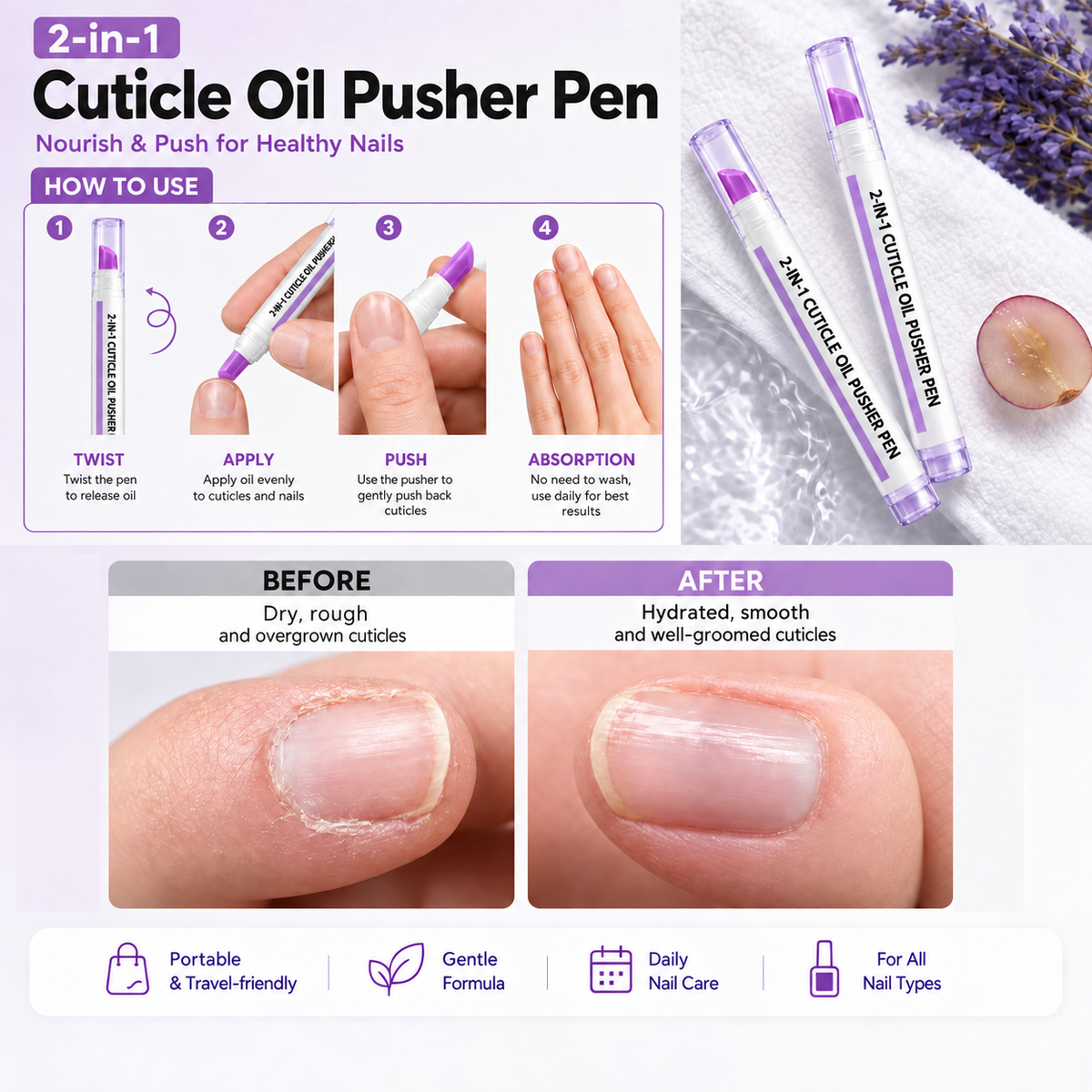 2-in-1 Cuticle Oil Pusher Pen